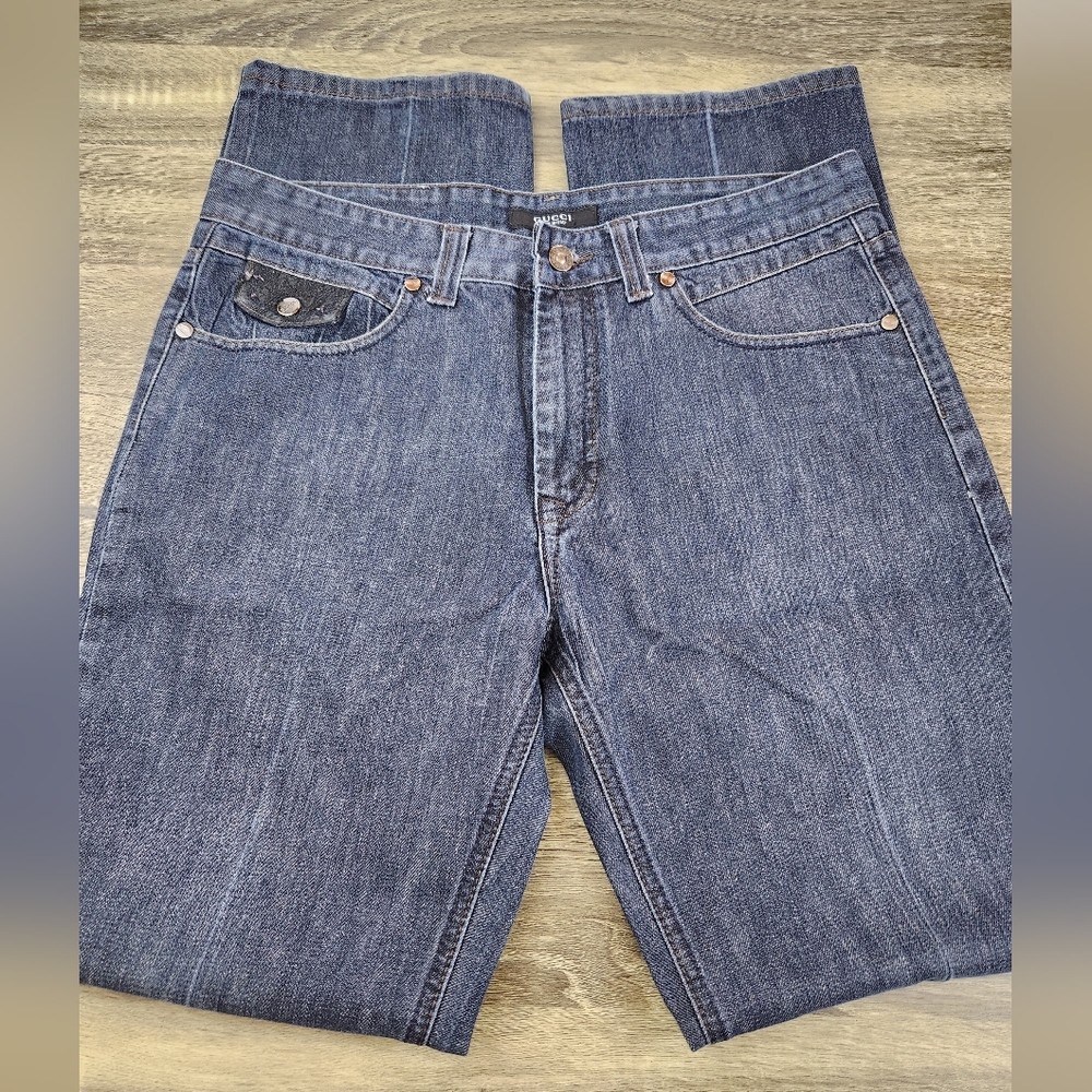 Gucci Straight Leg Jeans Men's 34x32 Medium Wash Blue Denim Made in Italy